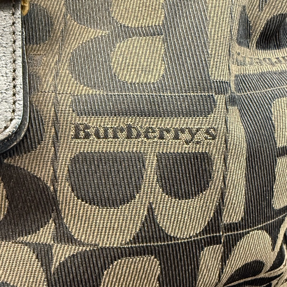 Vintage Burberrys Bucket Bag Drawstring Big B Logo Canvas Black COA Excellent - Picture 3 of 16